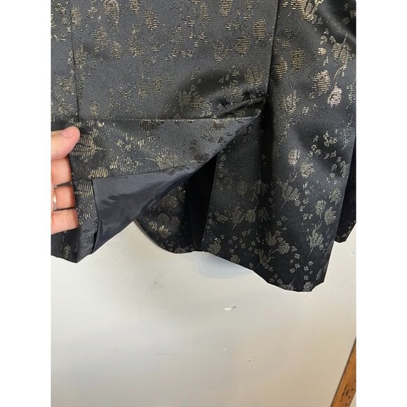 Retro Metallic Floral Blazer Black 2X NYE Festive Holiday Shiny Classic Chic 80s - Picture 8 of 9